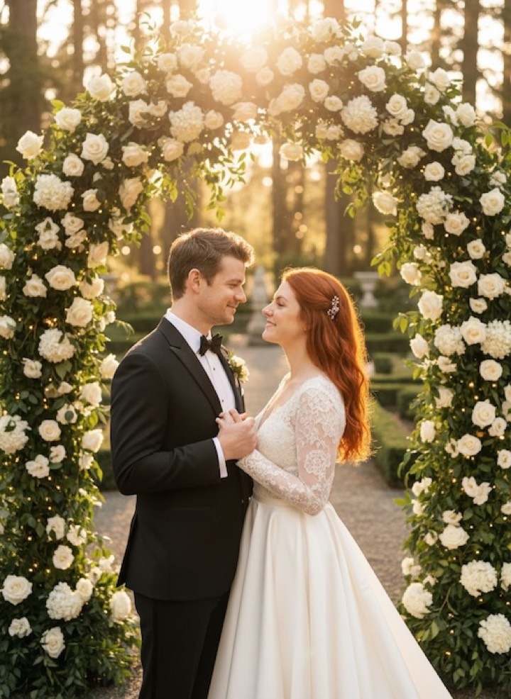 The same photo transformed with the Wedding Shooting style in PicToon